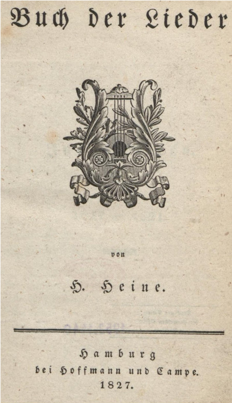 Heinrich Heine - Buch der Lieder - Titelblatt der Erstausgabe